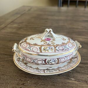 Vintage Japanese Andrea by Sadek Porcelain Miniature Tureen w Painted Flower